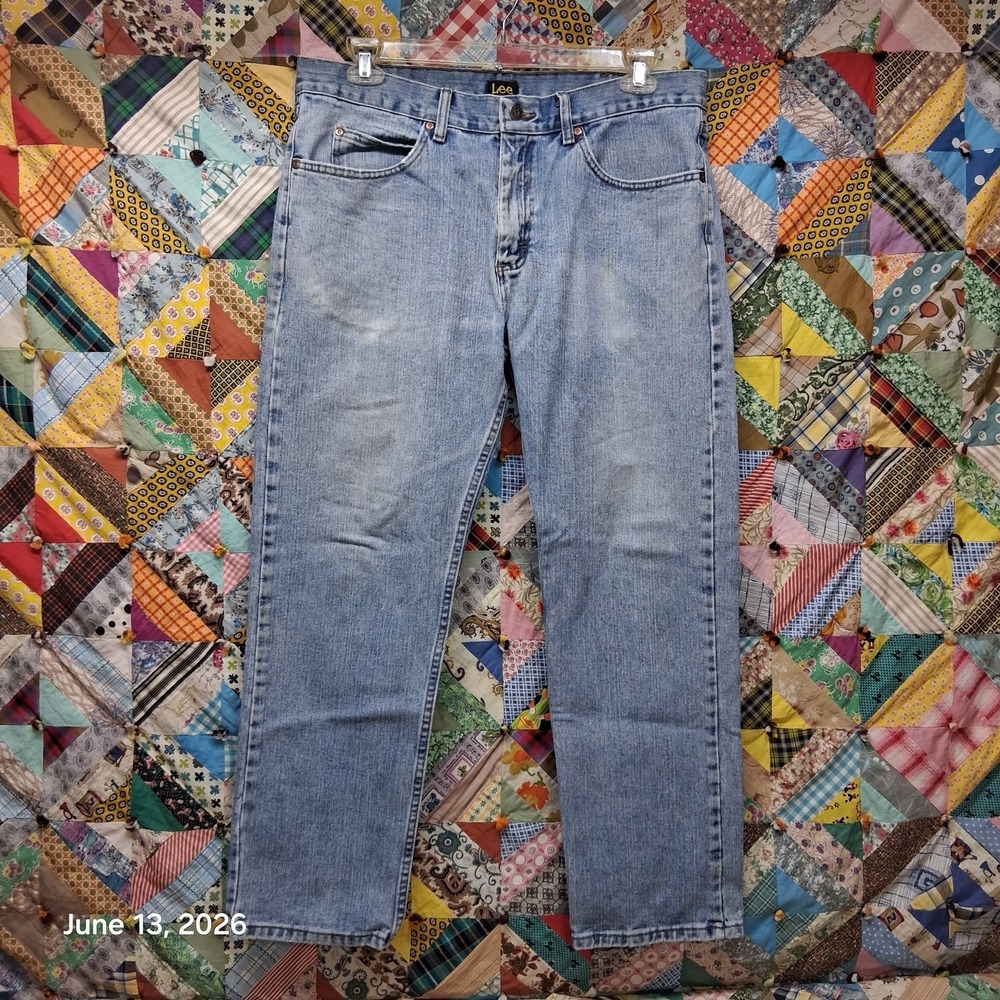 Lee Regular Fit Straight Leg Stone Wash Blue Jeans Size 36x30